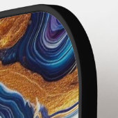 Custom Aquamarin Aqua Golden Agate Monogram Pickleball Schläger (Linke Seite)