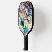 Custom Aquamarin Aqua Golden Agate Monogram Pickleball Schläger (Links)