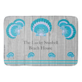 Custom Aquamarin Aqua Seashell White Muschel Coast Badematte (Vorderseite)