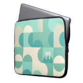 Custom Aquamarin Blue Green Beige Retro Art Muster Laptopschutzhülle (Vorderseite Links)