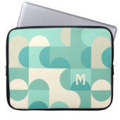 Custom Aquamarin Blue Green Beige Retro Art Muster Laptopschutzhülle (Vorderseite)