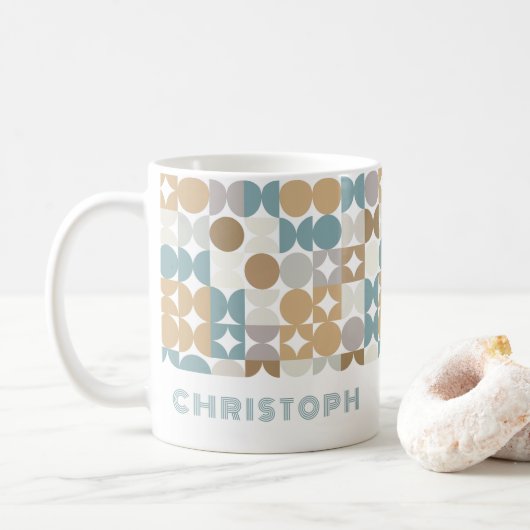 Custom Aquamarin Blue Green Taupe Beige Angesagt A Kaffeetasse (Mit Donut)