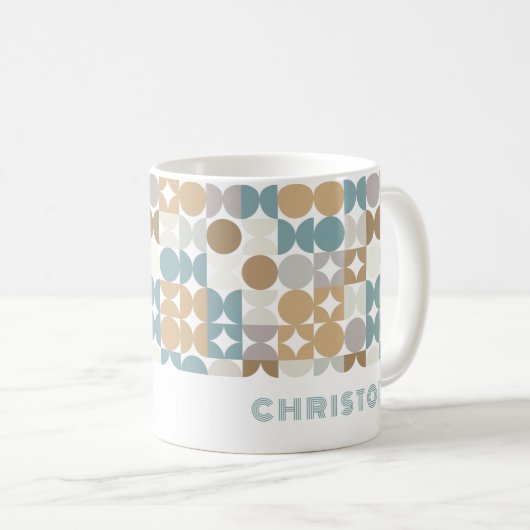 Custom Aquamarin Blue Green Taupe Beige Angesagt A Kaffeetasse (VorderseiteRechts)