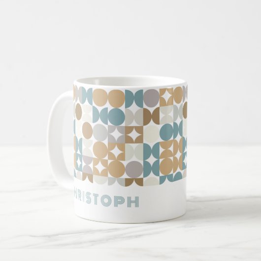Custom Aquamarin Blue Green Taupe Beige Angesagt A Kaffeetasse (Vorderseite Links)
