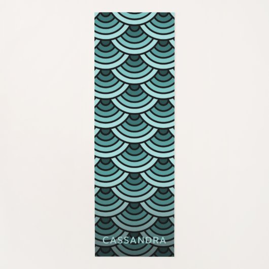 Custom Aquamarin Blue Green Wacles Art Pattern Yogamatte (Vorderseite)