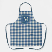Custom Aquamarin Blue Ivory Gingham Pattern Schürze (Vorderseite)