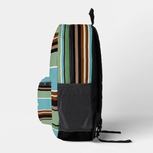 Custom Aquamarin Blue Sage Green Brown Elfenbeinst Bedruckter Rucksack (Rechts)