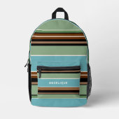 Custom Aquamarin Blue Sage Green Brown Elfenbeinst Bedruckter Rucksack (Vorderseite)