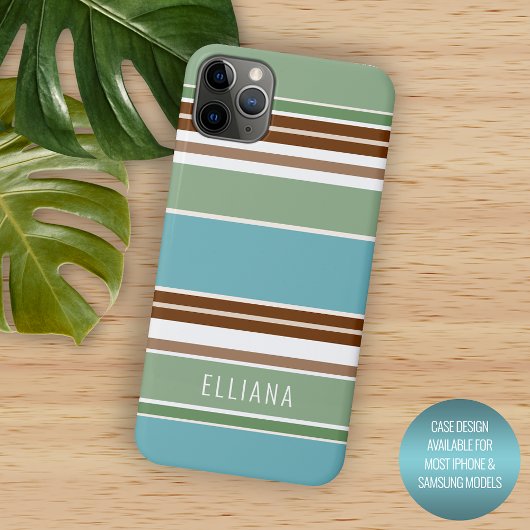 Custom Aquamarin Blue Sage Green Brown Elfenbeinst Case-Mate iPhone Hülle