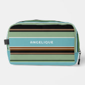 Custom Aquamarin Blue Sage Green Brown Elfenbeinst Waschbeutel (Vorderseite)