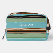 Custom Aquamarin Blue Sage Green Brown Elfenbeinst Waschbeutel (Rückseite)