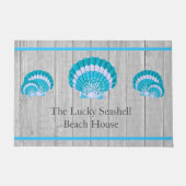 Custom Aquamarin Blue Seashell White Muschel Coast Fußmatte (Vorderseite)