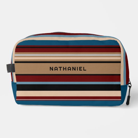 Custom Aquamarin Blue Tan Brown Dark Red Black Str Waschbeutel (Vorderseite)