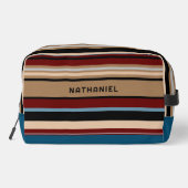 Custom Aquamarin Blue Tan Brown Dark Red Black Str Waschbeutel (Rückseite)