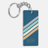Custom Aquamarin Blue Türkis Grau Gelbe Streifen A Schlüsselanhänger (Vorderseite links)