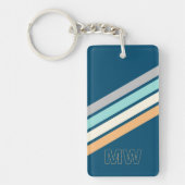 Custom Aquamarin Blue Türkis Grau Gelbe Streifen A Schlüsselanhänger (Vorderseite)