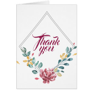Custom Aquamarin & Burgundy Floral Frame Vielen Da