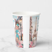 Custom Aquamarin und Rose Sweet 16 in Paris Pappbecher (Rechts)