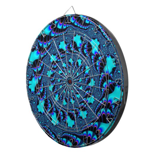 Custom Aquamarin Whirlpool Spiral Dartboard Dartscheibe (Vorderseite rechts)