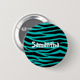 Custom Aquamarin Zebra Button
