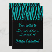 Custom Aquamarin Zebra Einladung (Vorne/Hinten)