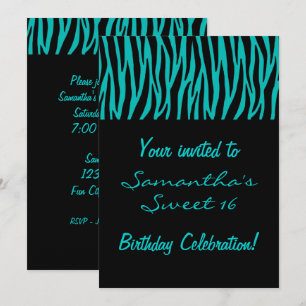 Custom Aquamarin Zebra Einladung