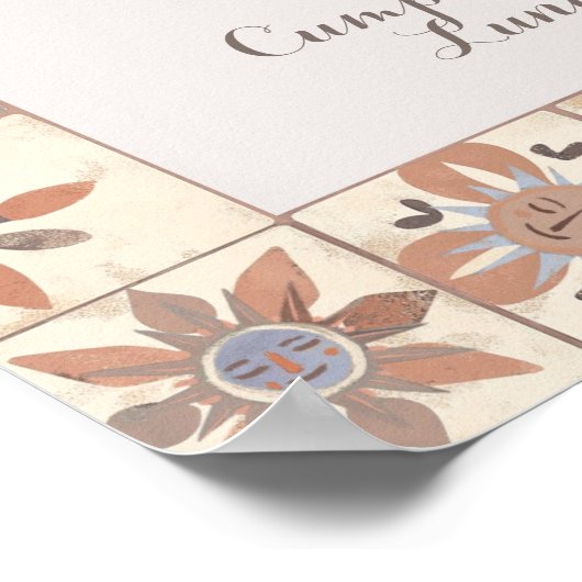 Custom Arch Foto Mexican Tile Fiesta Neutral Poster (Ecke)