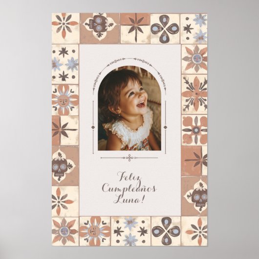 Custom Arch Foto Mexican Tile Fiesta Neutral Poster (Vorne)