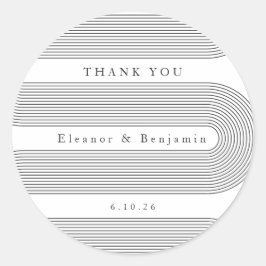 Custom Arch Schwarz-weiß Lines Eleganter Name Hoch Runder Aufkleber