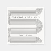 Custom Arch Schwarz-weiß Lines Eleganter Name Hoch Serviette (Vorderseite)