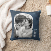 Custom Arch Shape Wedding Foto Date Navy Blue Kissen (Decke)