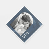 Custom Arch Shape Wedding Foto Date Navy Blue Serviette (Ecke)