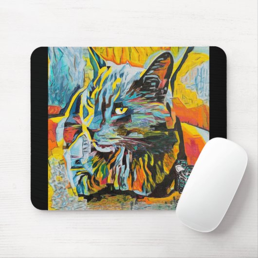 Custom Art Cat and Mouse Pad Mousepad (Mit Mouse)