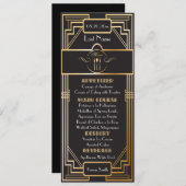 Custom - Art Deco Black and Gold Gatsby Wedding Menükarte (Vorne/Hinten)