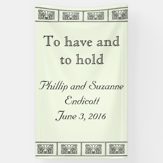 Custom Art Deco Blume Border Wedding Banner (Vertikal)