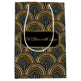 Custom Art Deco Embroidered-Style Paper Bag Mittlere Geschenktüte