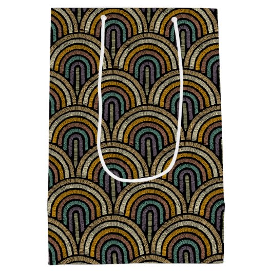 Custom Art Deco Embroidered-Style Paper Bag  Mittlere Geschenktüte (Rückseite)