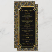 Custom Art Deco Embroidered-Style Wedding Menu Menükarte (Vorne/Hinten)