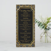 Custom Art Deco Embroidered-Style Wedding Menu Menükarte (Stehend Vorderseite)