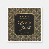 Custom Art Deco Embroidered-Style Wedding Napkins Serviette (Vorderseite)