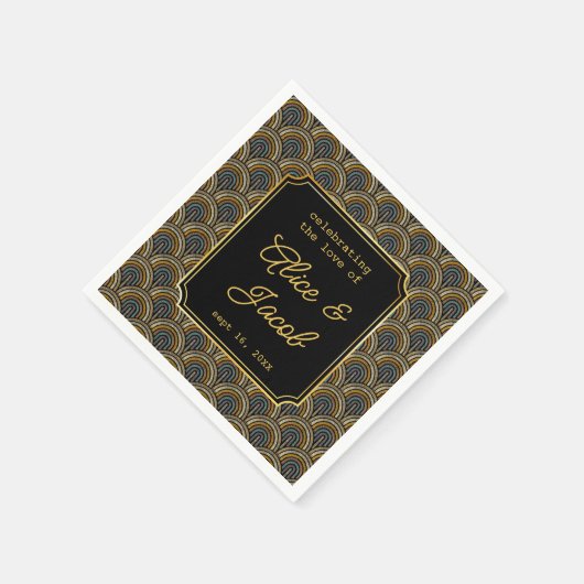 Custom Art Deco Embroidered-Style Wedding Napkins Serviette (Ecke)
