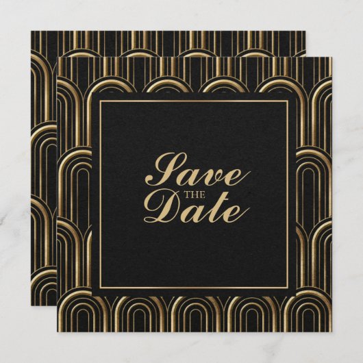 Custom Art Deco Save the Date Einladung (Vorne/Hinten)