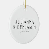 Custom Art Deco Schwarz-weiß Neuer Name Keepake Keramik Ornament (Rechts)