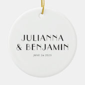 Custom Art Deco Schwarz-weiß Neuer Name Keepake Keramik Ornament (Vorne)