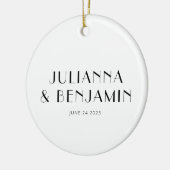 Custom Art Deco Schwarz-weiß Neuer Name Keepake Keramik Ornament (Links)