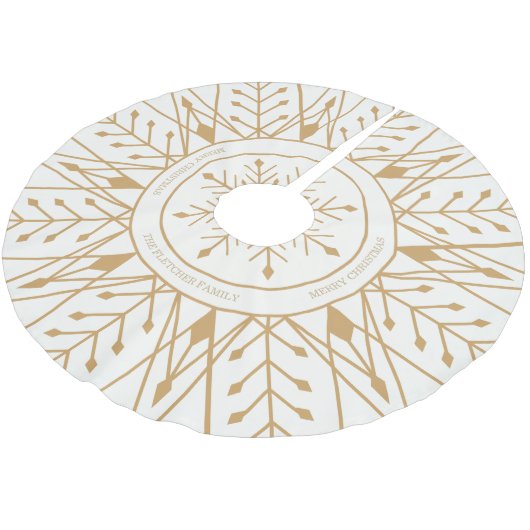 Custom Art Deco Snowflake Holiday Treff Polyester Weihnachtsbaumdecke (Schrägansicht)