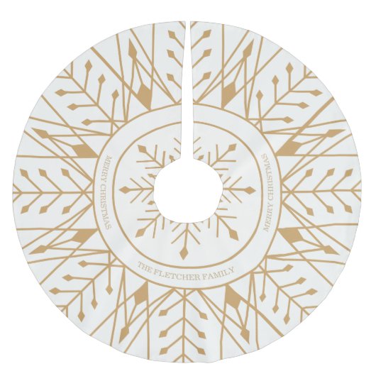 Custom Art Deco Snowflake Holiday Treff Polyester Weihnachtsbaumdecke (Vorderseite)