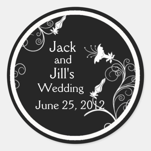 Custom Art Deco Stickers in Schwarz und Weiß (Vorderseite)