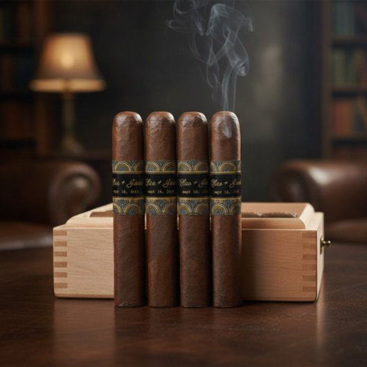 Custom Art Deco Wedding Cigar Wrap with Names