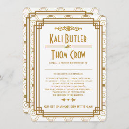 Custom Art Deco White Wedding Einladungen